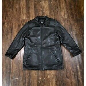 AM Studio Lamb Leather Black Women’s XS Button Up Jacket Coat